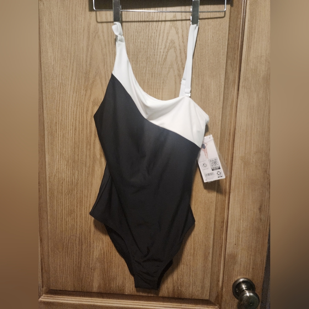Makers Market Black and White One Piece Swimsuit